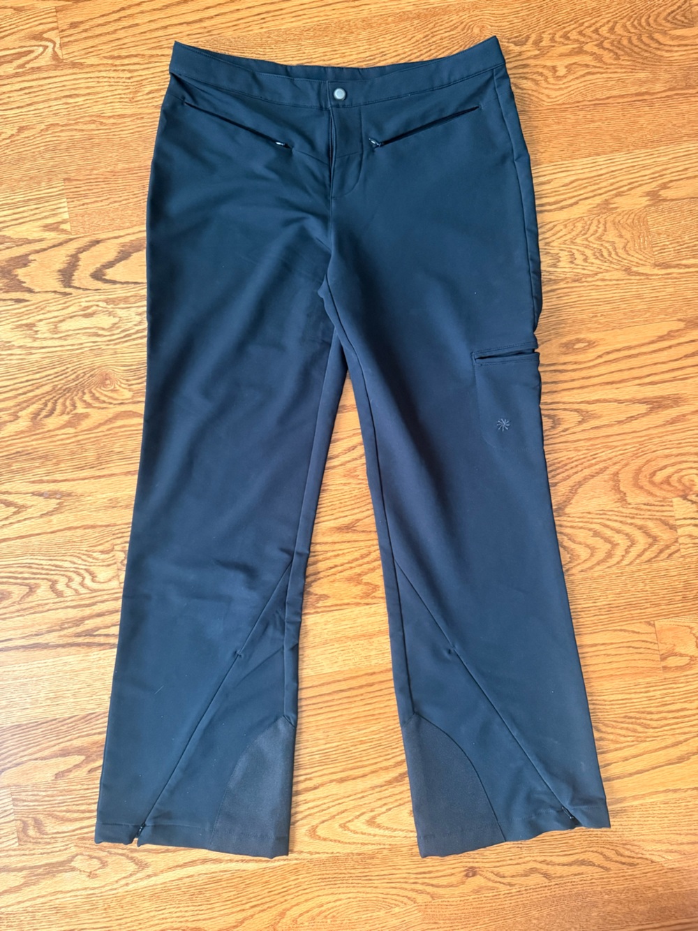 Athleta Softshell Snow Pants Wide Leg Water Resistant Black Size 10 AT42291